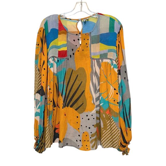 Anthropologie Bl-nk NYC Miranda Peasant Blouse Balloon Sleeve Artsy Tunic Retro - Picture 3 of 7